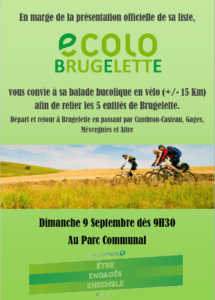 Ballade à Vélo et présentation de la Liste Ecolo 2018